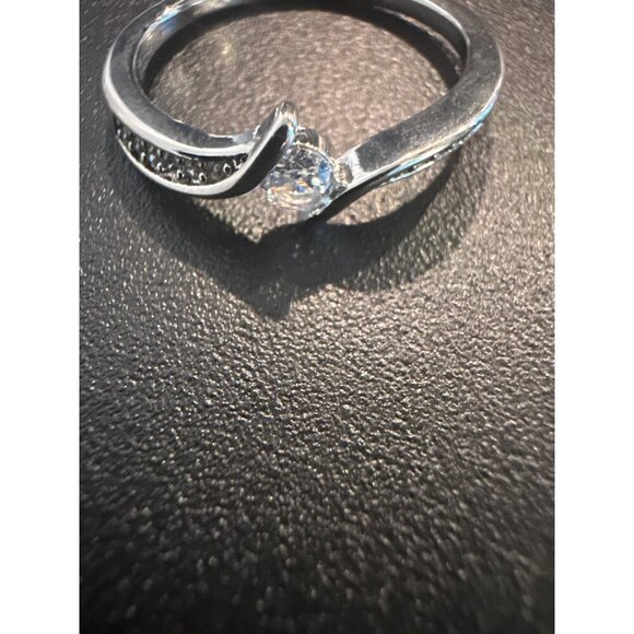 Sterling Silver Plated Twist Engagement Ring With Cubic Zirconia Stone - Picture 2 of 6